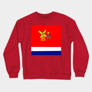 Sporty Netherlands Design on Red Background Crewneck Sweatshirt